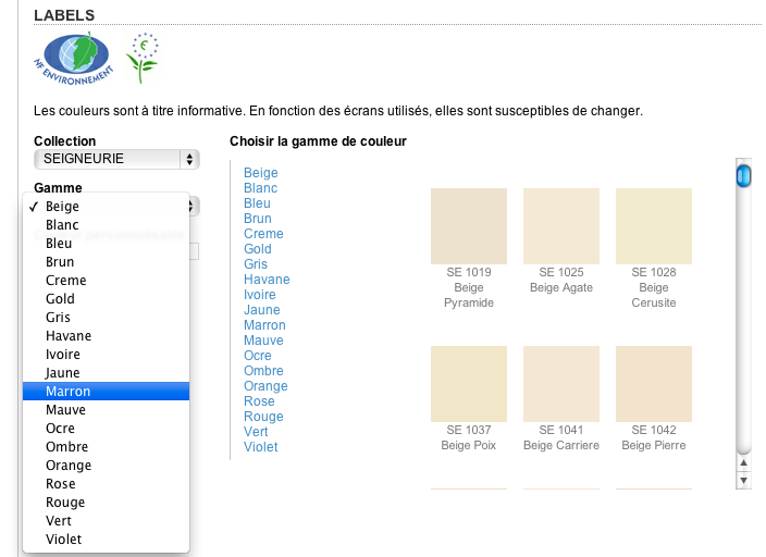 Selectionner votre Gamme