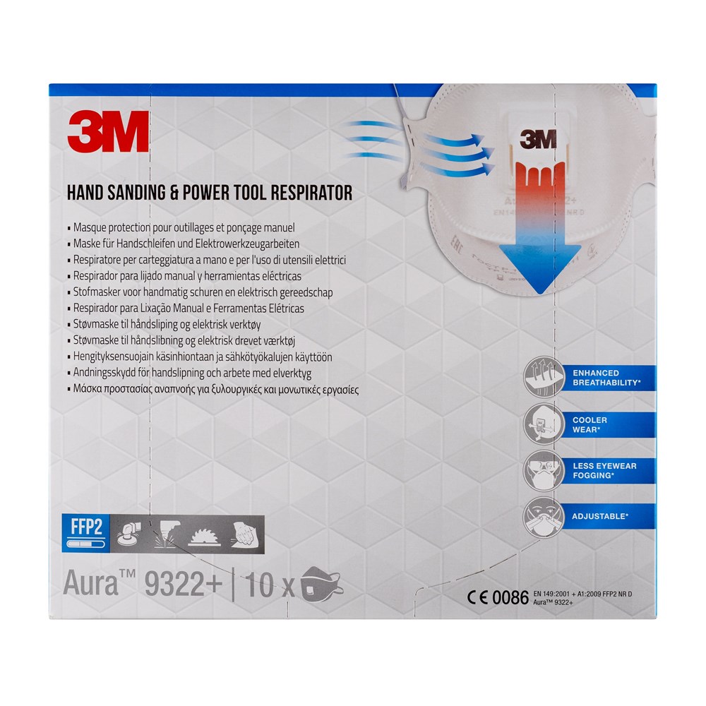 ILRIM MARKET Parapharmacie en ligne - 3M Masque anti-poussière pliable 3  panneaux Aura 9322+ - FFP2, avec soupape